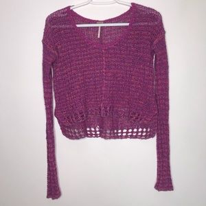Free people crochet knit cropped sweater